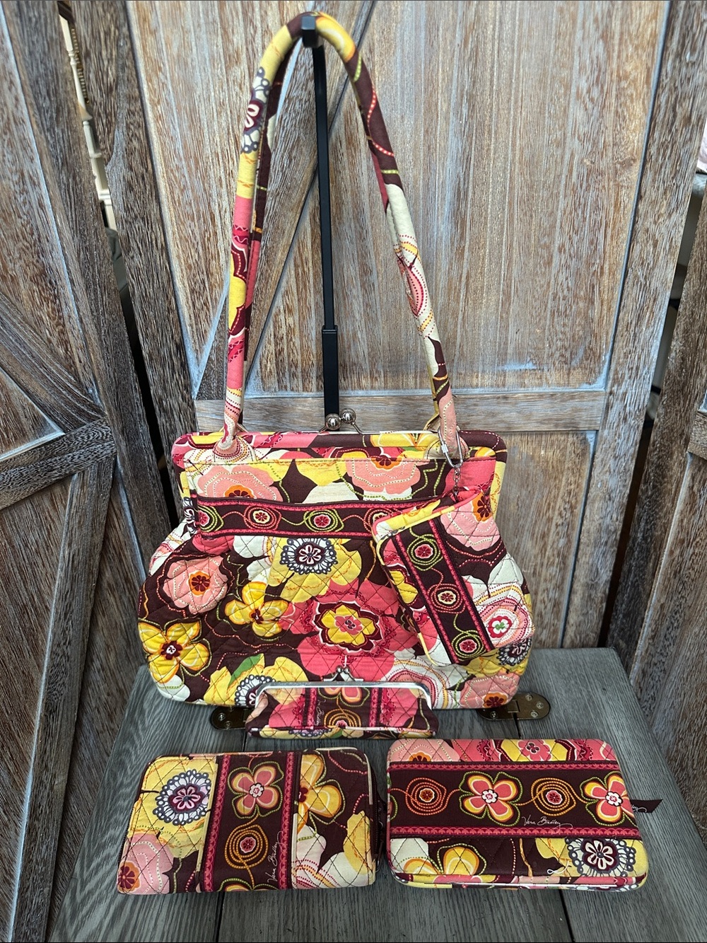Vera Bradley Alice Buttercup Floral Kiss Lock Bag, 3 Wallets & Eyeglass Case - Picture 12 of 14
